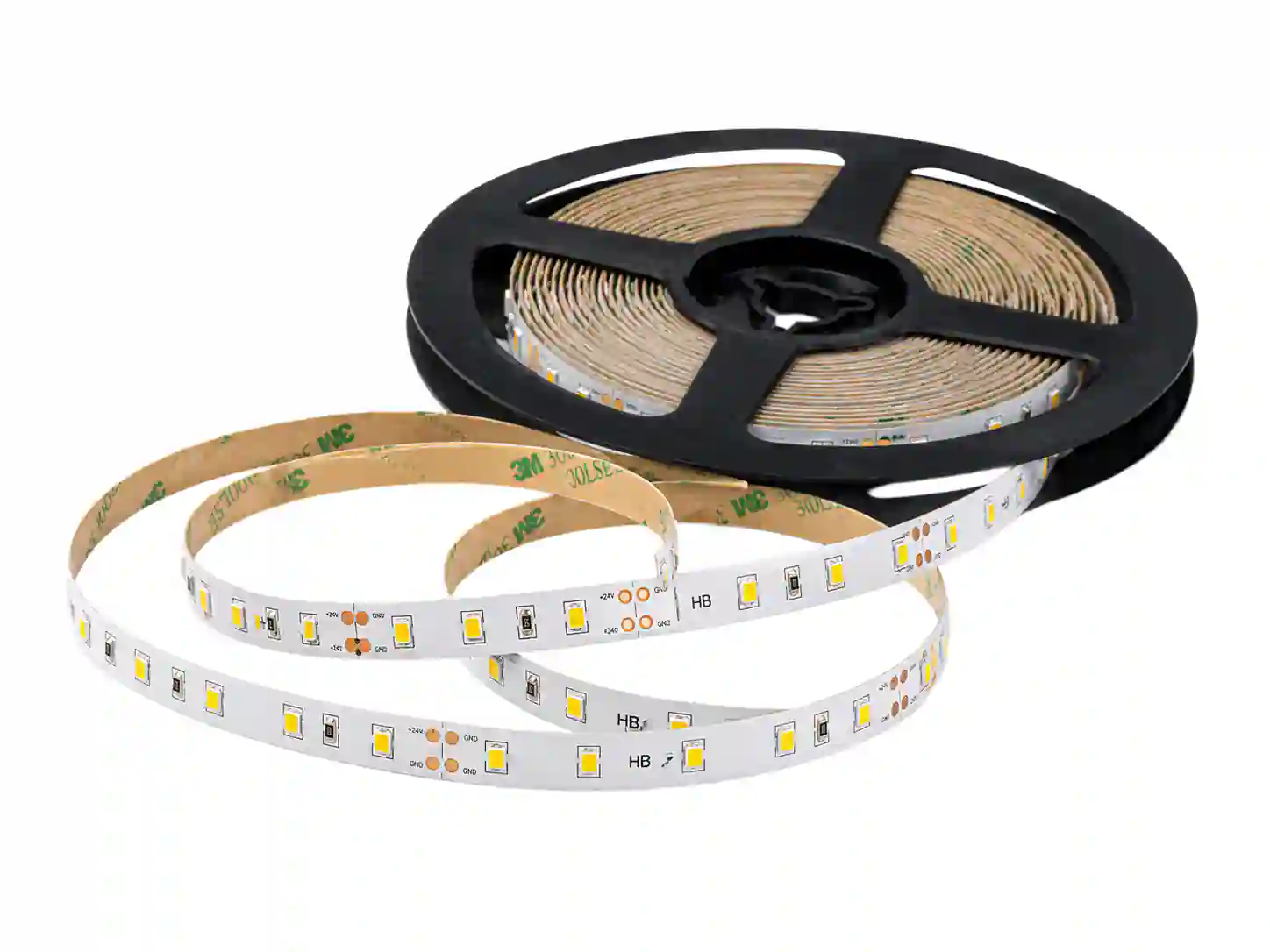 Vnitřní LED pásek 24V 12W/m IP20 2835 SMD Super Brightness teplá bílá 3000K 1050lm/m na kotouči 5m